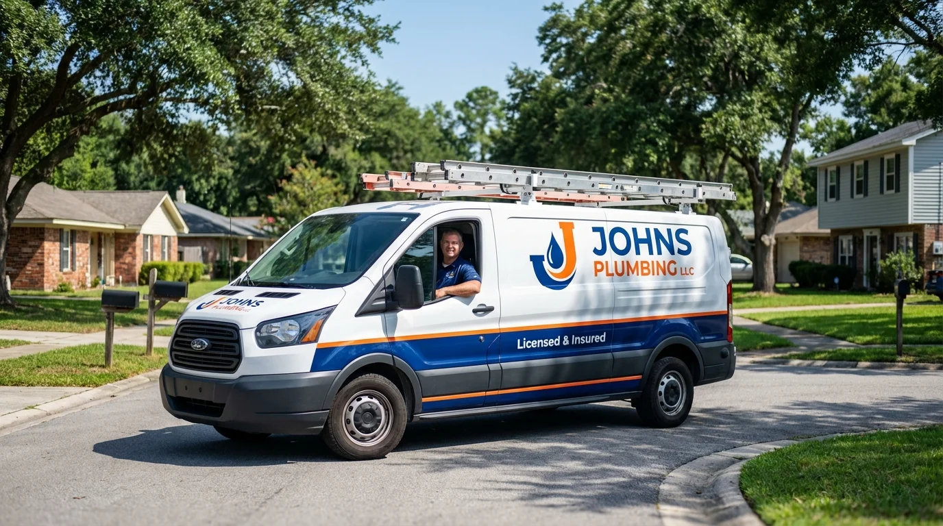 Johns Plumbing LLC service van in Colonial Heights, VA