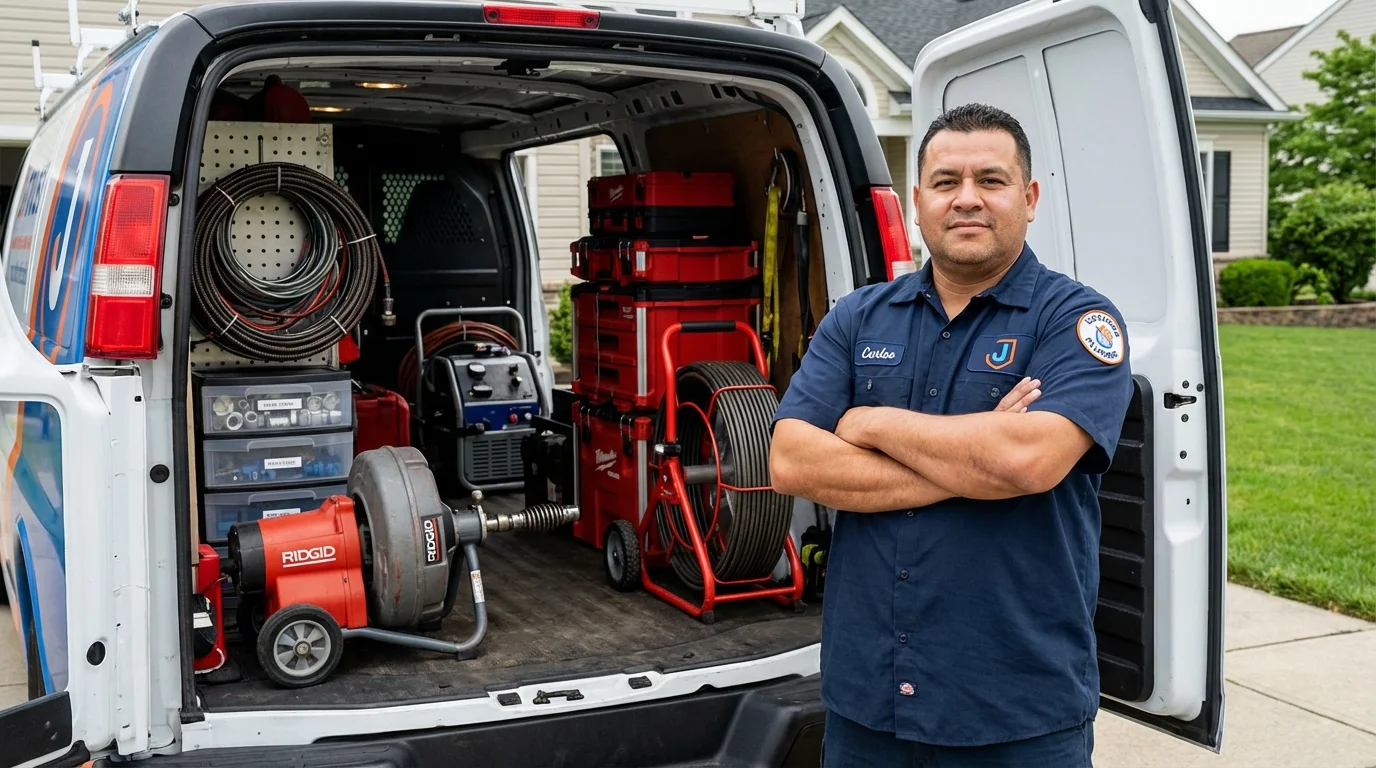 Professional drain cleaning equipment and Johns Plumbing LLC plumber in Colonial Heights