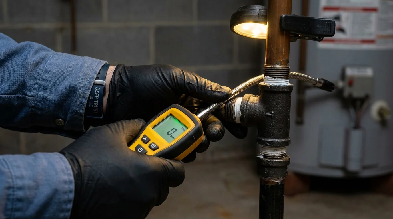 Gas leak detection with electronic sniffer by Johns Plumbing LLC in Colonial Heights