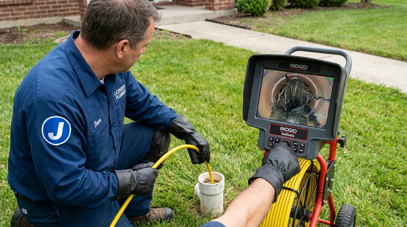 Sewer camera inspection being performed by Johns Plumbing LLC in Colonial Heights